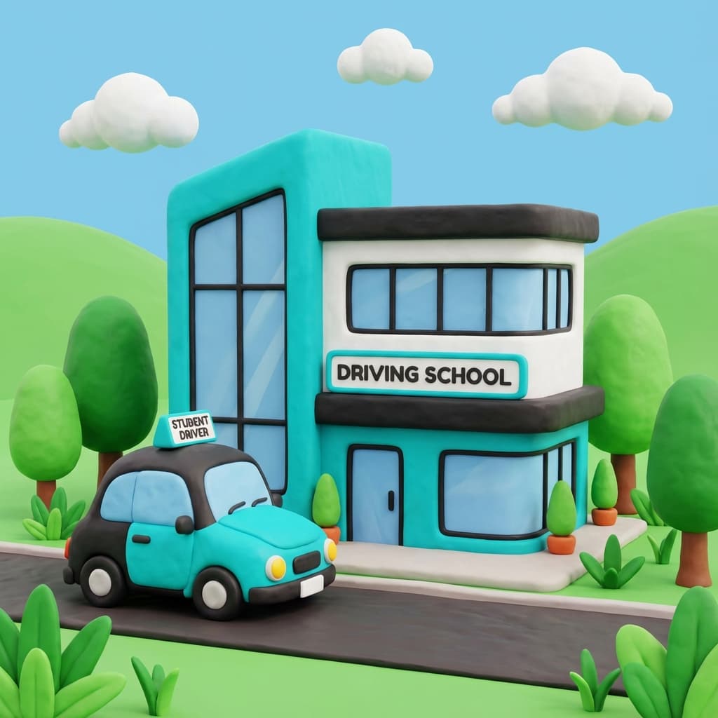 Driving school business 3D illustration